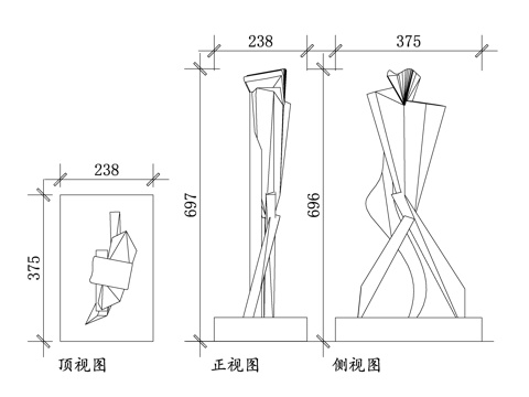 现代艺术雕塑 当代雕塑 抽象雕塑 装置艺术 雕塑艺术品cad施工图