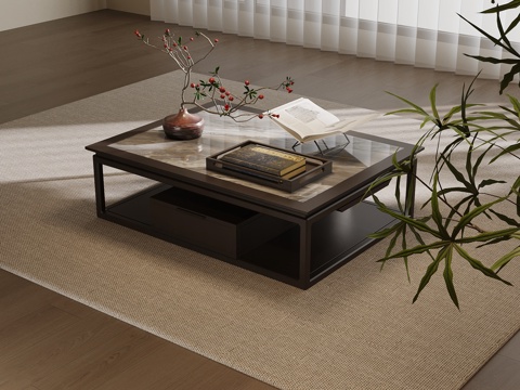  新中式茶几 方形茶几3d模型 