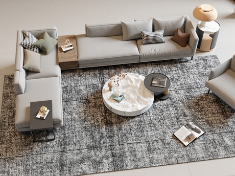 现代网红客厅su模型