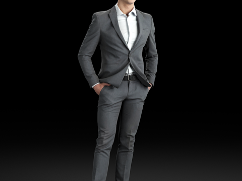  现代人物 三维人物 写字楼办公男士组合3d模型 