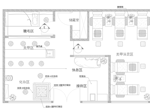最新完整版美甲店施工图合集cad施工图