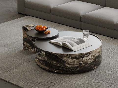  现代意式茶几 子母茶几3d模型 