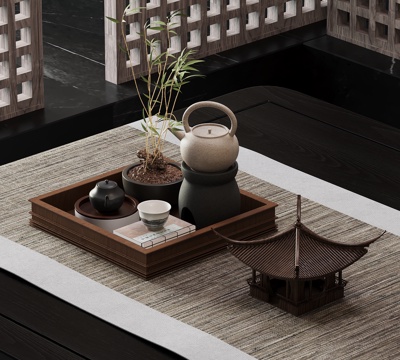  新中式茶具 摆件3d模型 