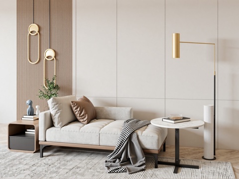 现代贵妃椅边几组合su模型