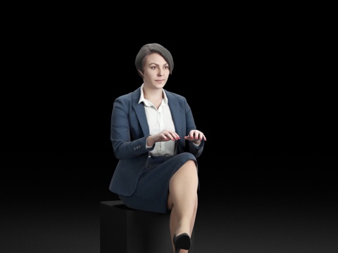  现代人物 三维人物 写字楼办公女士组合3d模型 