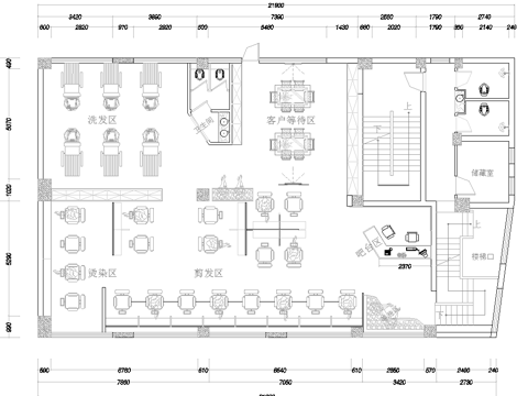 最新完整版理发店施工图合集cad施工图