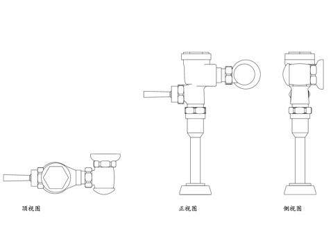 马桶冲洗阀 马桶冲水阀 坐便器冲洗阀 便器进水阀 马桶排水阀cad施工图