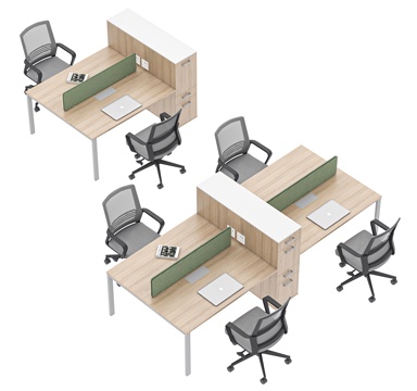 现代办公桌椅组合 办公桌 工位 员工位 桌屏 桌上屏 职员桌su模型