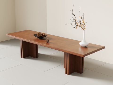 现代中古长凳 换鞋凳 凳子 木凳su模型