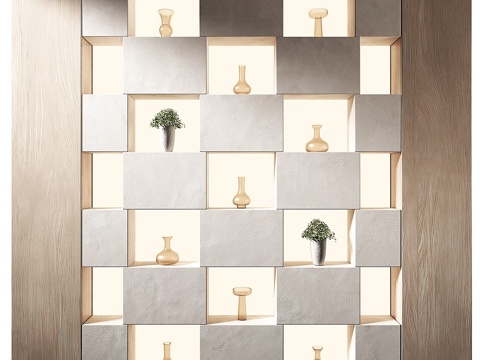  装饰14号层架。实心照明。展示柜3d模型 