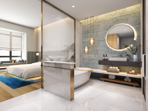  现代名宿酒店客房 酒店套房3d模型+ 