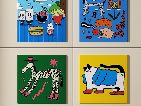  现代，简约，抽象，装饰画3d模型 