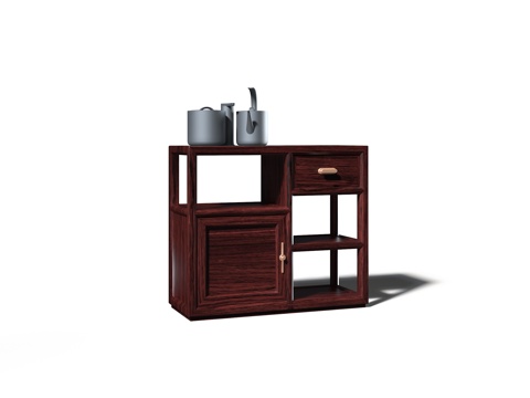 新中式宋式美学红木茶水柜3d模型 