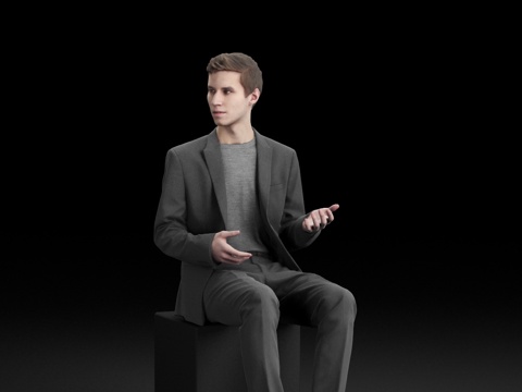  现代人物 三维人物 写字楼办公男士组合3d模型 