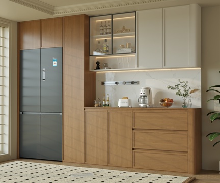  奶油中古酒柜3d模型 