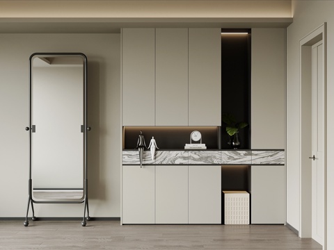 现代鞋柜 入户玄关柜su模型