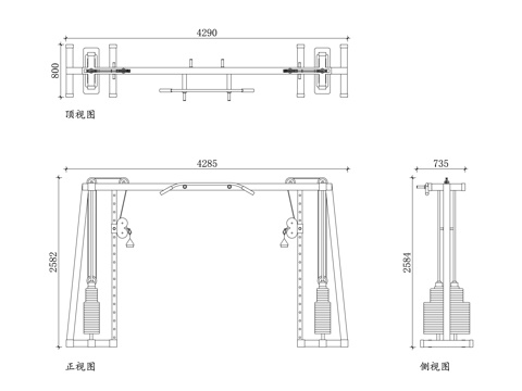 健身史密斯架 史密斯训练器 固定轨迹杠铃架 史密斯综合训练架cad施工图