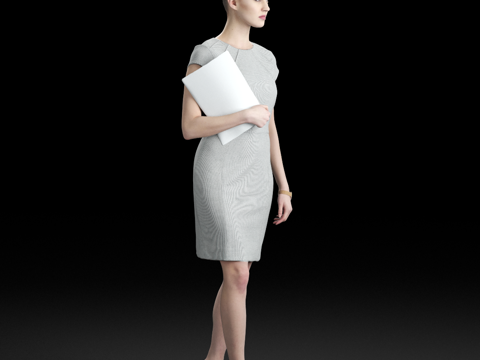  现代人物 三维人物 写字楼办公女士组合3d模型 