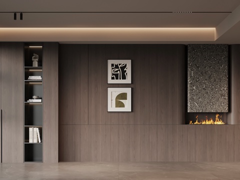 现代意式背景墙su模型