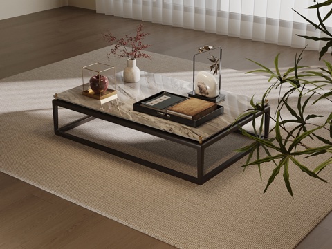  新中式茶几 方形茶几3d模型 