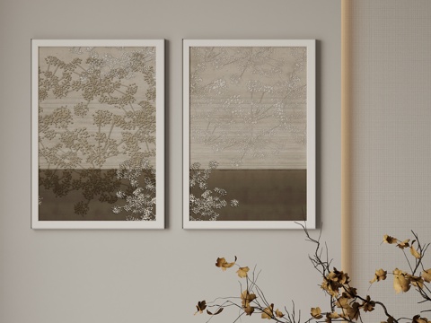 新中式禅意挂画su模型