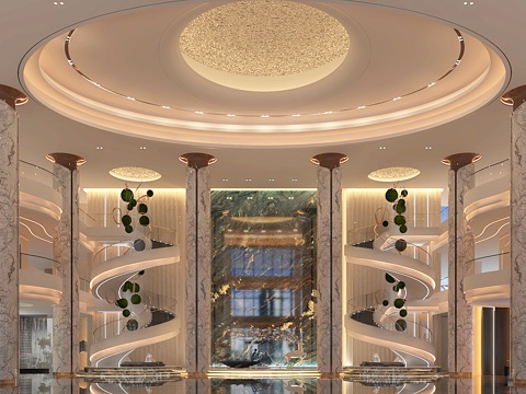  现代酒店大堂3d模型 