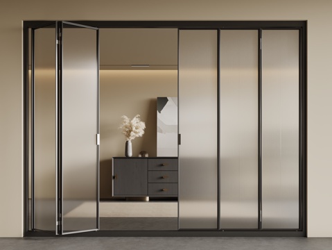  现代玻璃推拉门 长虹玻璃门 玻璃移门 折叠门3d模型 