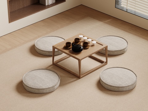 新中式茶桌椅 休闲茶桌椅su模型