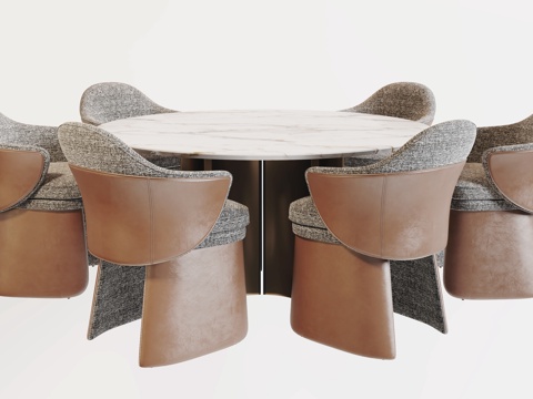  意式餐桌椅组合3d模型 