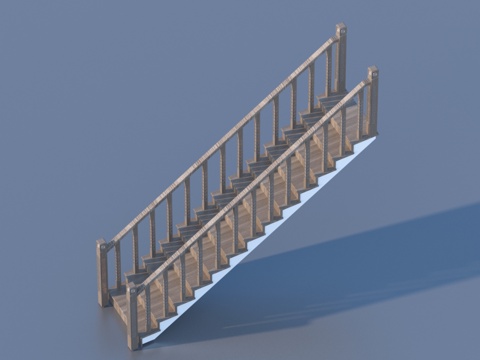  木楼梯 简欧楼梯3d模型 