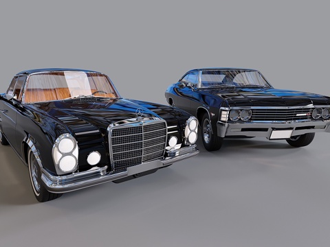 现代怀旧汽车 复古汽车 老爷车 老式肌肉车su模型