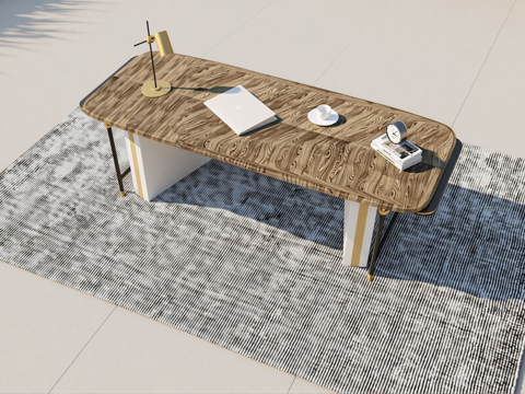 现代书桌_桌子_工作桌_办公桌_摆件su模型