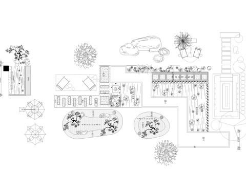 日式枯山水景观小品cad图块平面cad施工图