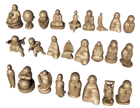  中式小和尚 禅意雕塑 和尚雕塑摆件 佛像人物雕塑 禅意摆件3d模型 