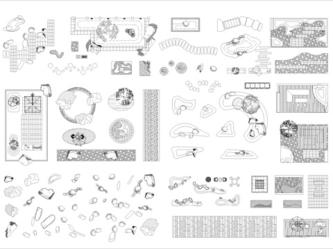 庭院日式枯山水景观小品cad图块cad施工图