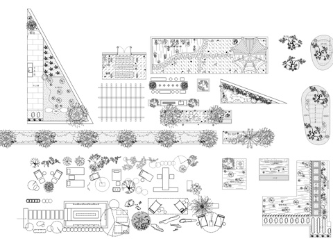 庭院花园景观cad图块cad施工图
