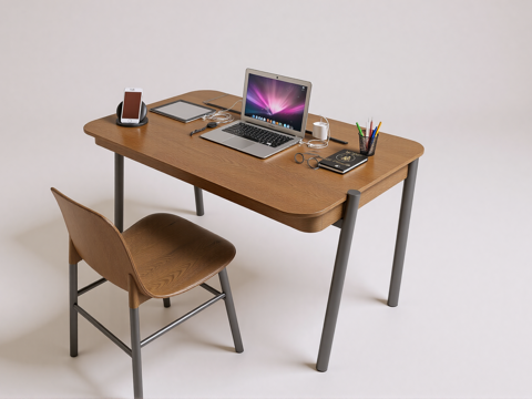 现代书桌椅 工作桌 书柜 摆件 书房su模型