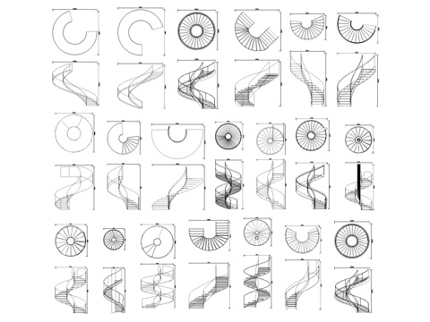旋转楼梯扶手楼梯CAD图库cad施工图