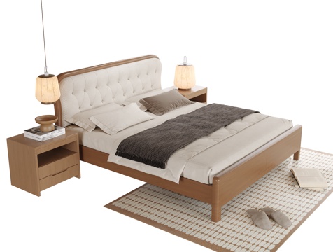  现代双人床3d模型 