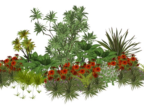 现代室内植物堆造景组合su模型