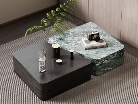 现代意式茶几 实木茶几 大理石茶几su模型