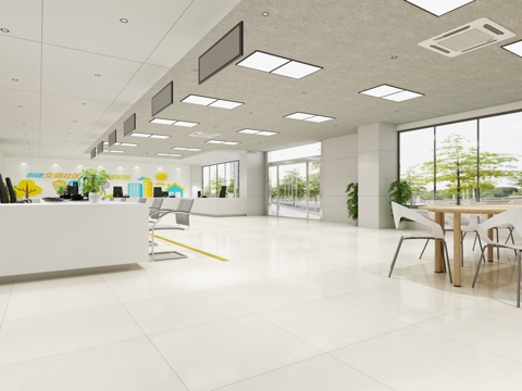  现代服务大厅前台阅读角3d模型 