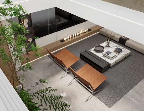  现代意式客厅  现代沙发 现代极简客厅 别墅客厅3d模型 