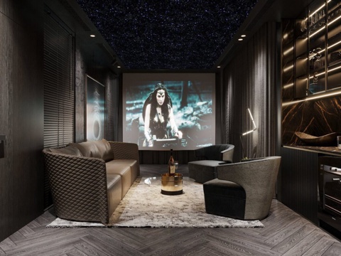  豪宅家庭影院ktv 私人影院 星空顶影音室 星空顶3d模型 