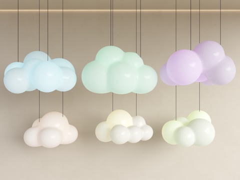 云朵吊灯 儿童房吊灯 现代吊灯 装饰吊灯 云朵雕塑 云朵 云su模型