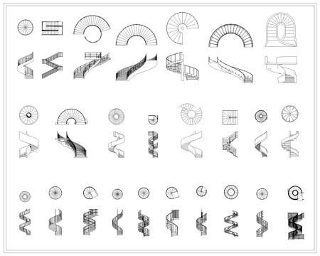 旋转弧形楼梯CAD图库cad施工图