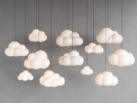 云朵吊灯 儿童房吊灯 现代吊灯 装饰吊灯 云朵雕塑 云朵 云su模型