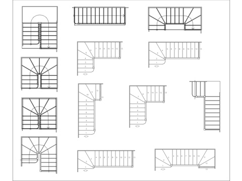 室内楼梯电梯CAD图库cad施工图