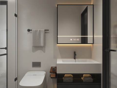  现代卫生间3d模型 