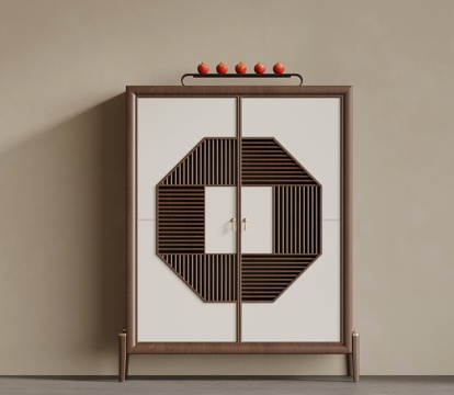 新中式餐边柜 矮柜 置物柜su模型